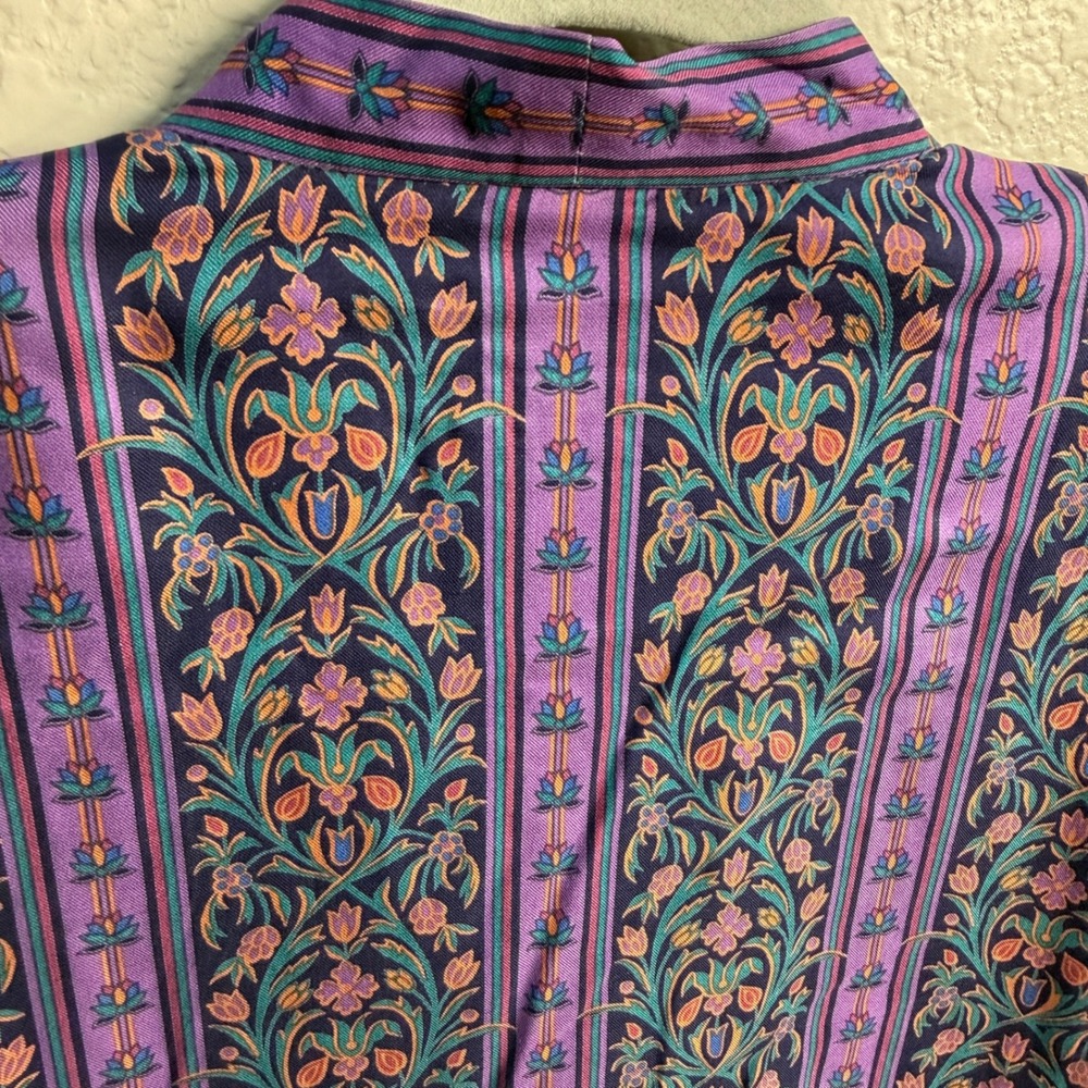 Vintage Prophecy Womens Sz 16 Purple Teal Artsy Floral Boho Eclectic Blouse Top - Picture 9 of 12